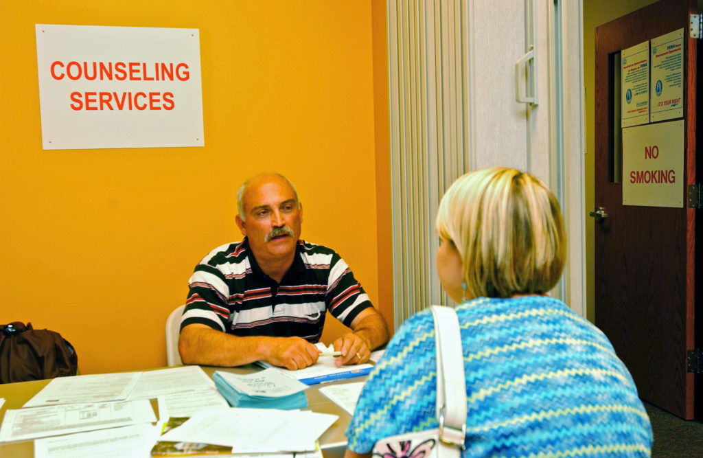 FEMA counceling desk at the Disaster Recover Center